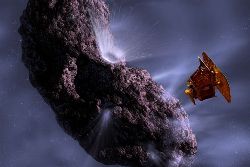 彗星に衝突する探査機の想像図
