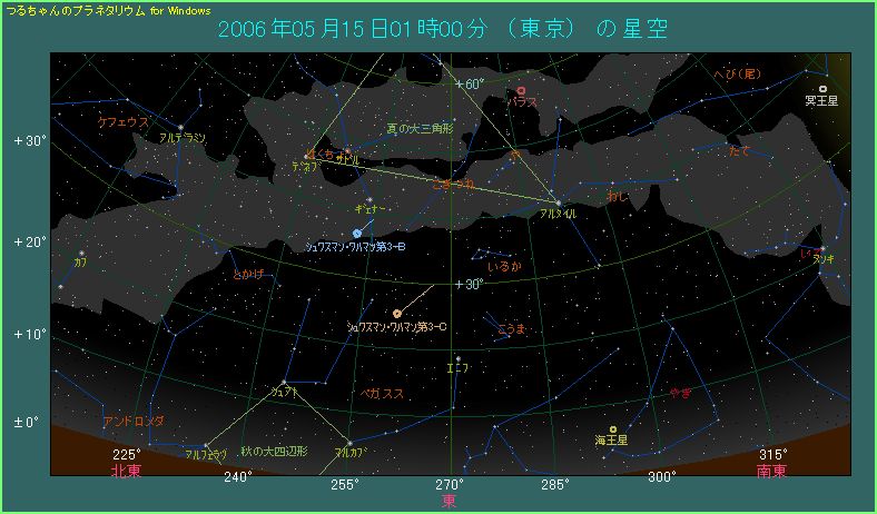 ５月１５日１時のシュワスマン・ワハマン第３彗星の位置