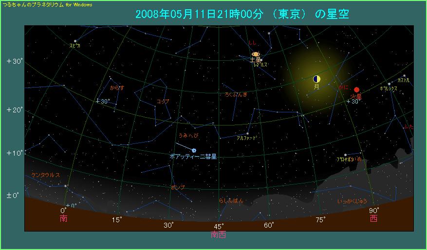 ボアッティーニ彗星の見える位置　５月１１日２１時