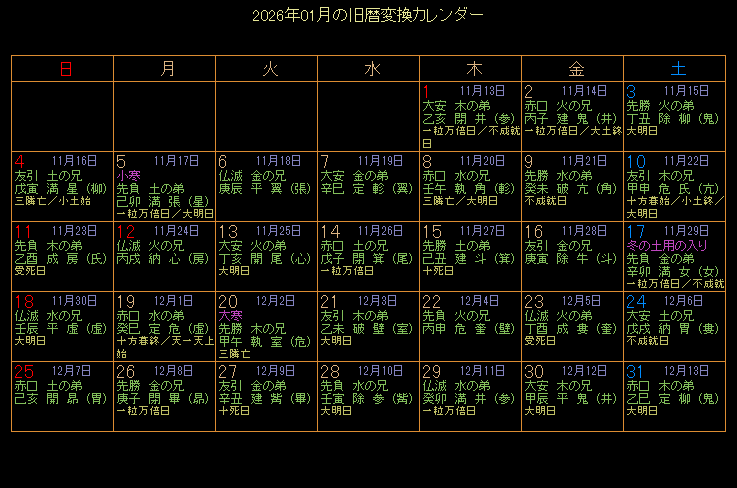 2026�N1���̋���J�����_�[